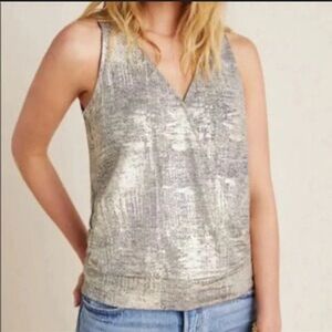 Anthropologie Sabrina Shimmer Top In Gold Size XL